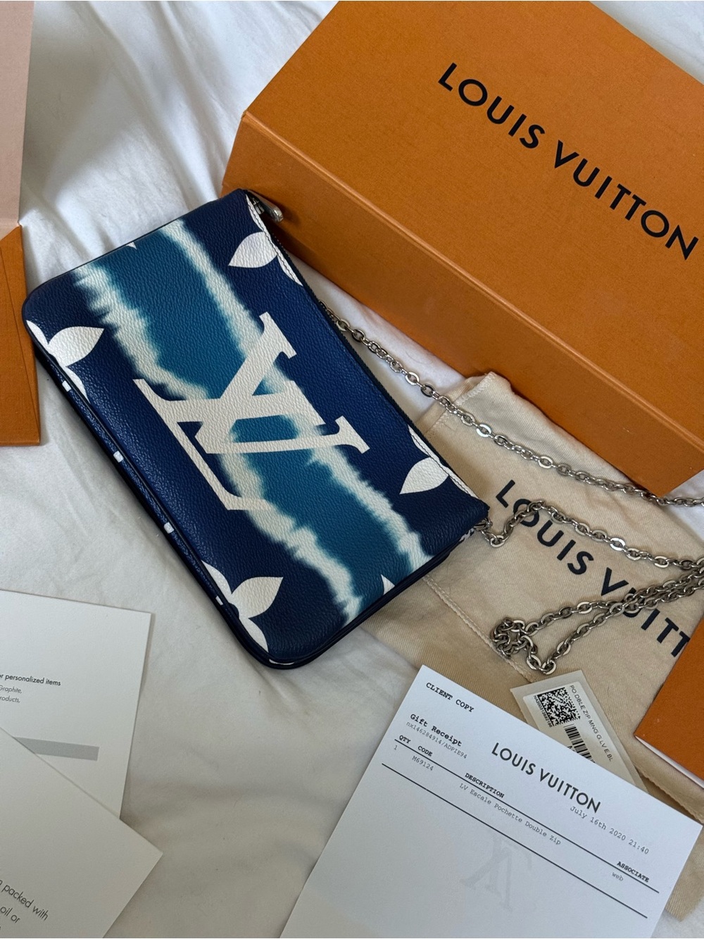 Louis Vuitton Blue & White Escale  LV Monogram Double Zip Pochette